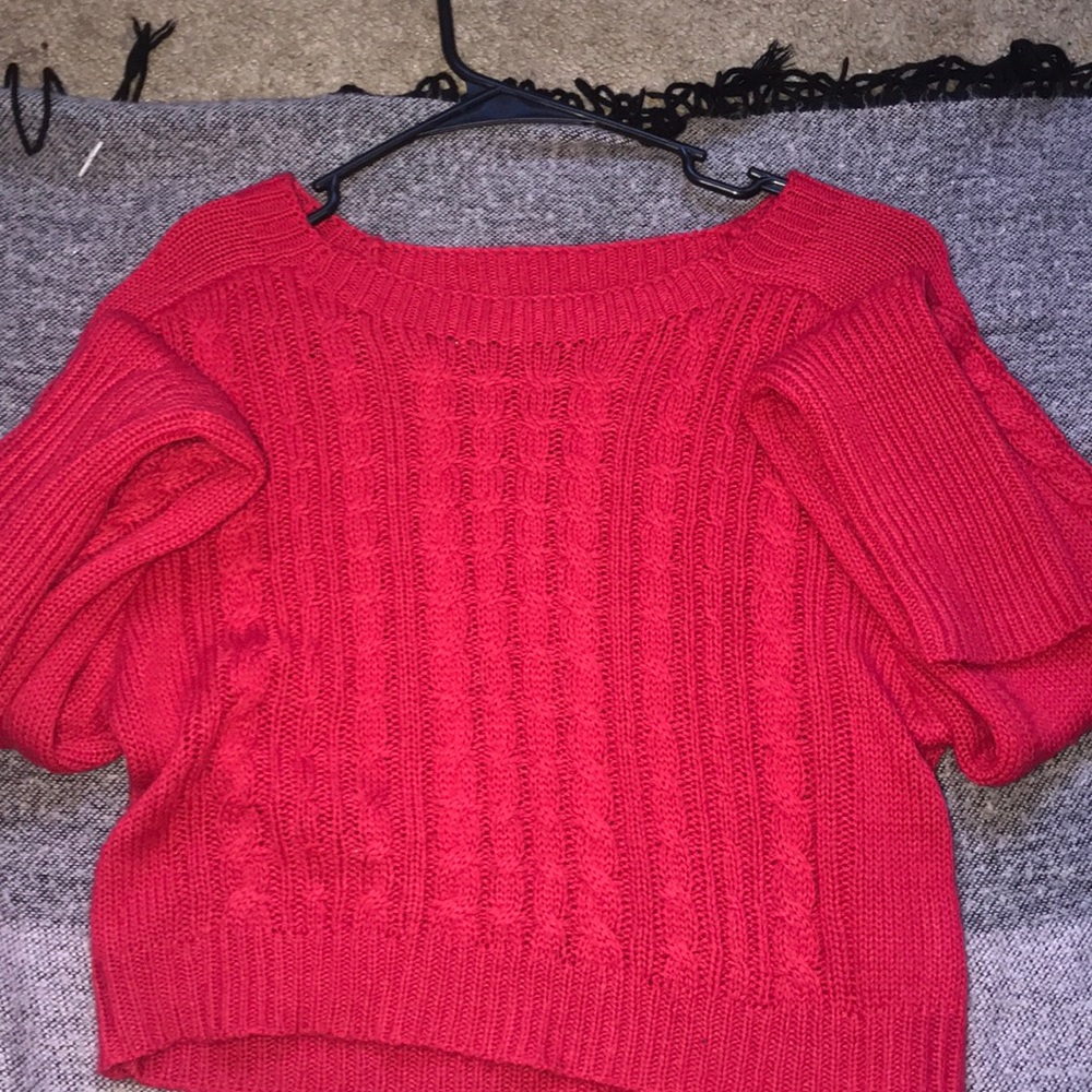 Red knit sweater